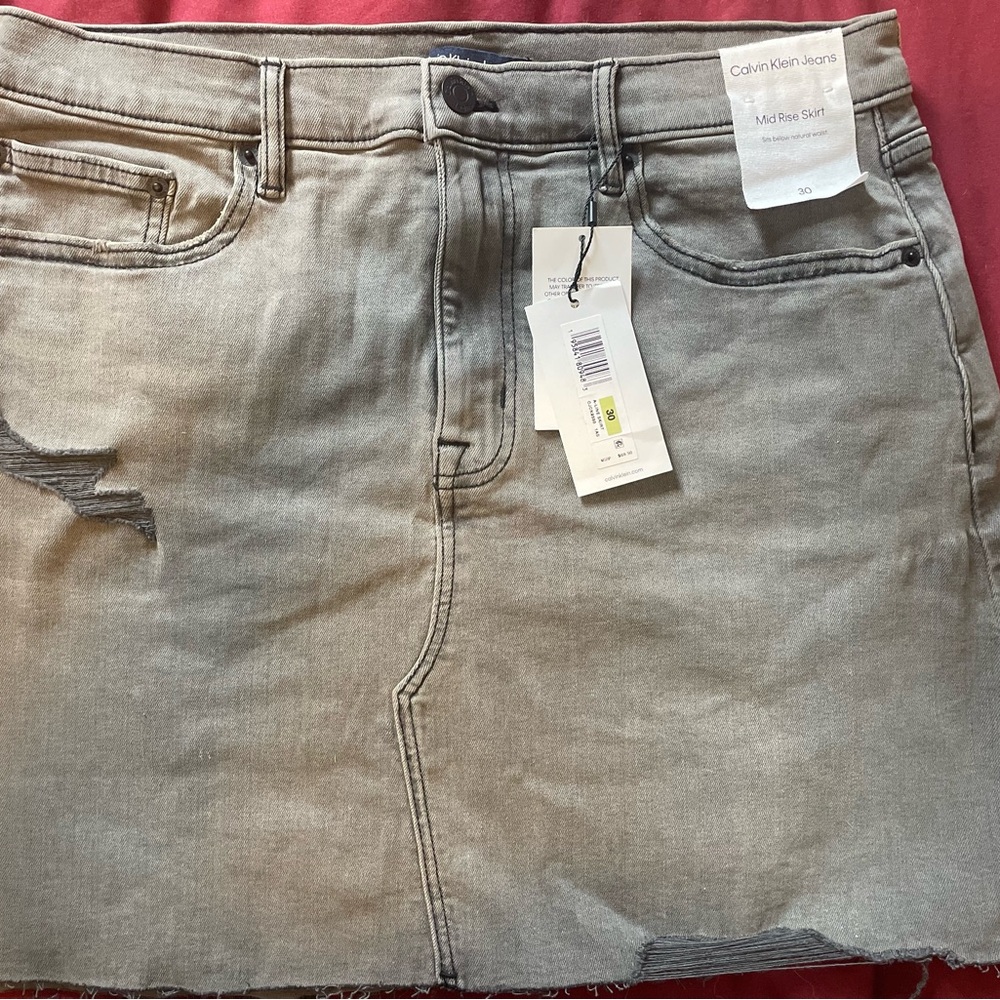 Calvin Klein Jeans Distressed Gray Skirt